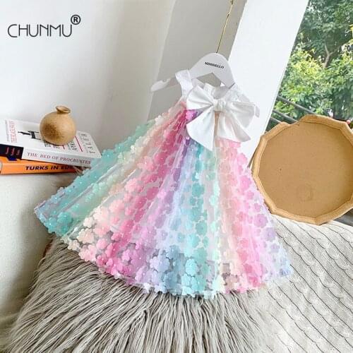Baby Girls Dresses Summer Dresses 3D Floral Kids Sleeveless Lace Tutu Dress Princess Birthday Party Dresses for Girls