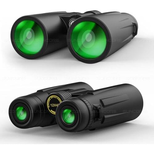 12x42 Professional Binoculars HD High Power Bak-4 Prism Multi-layer Green Coating Portable Telescope Outdoor Hiking Camping