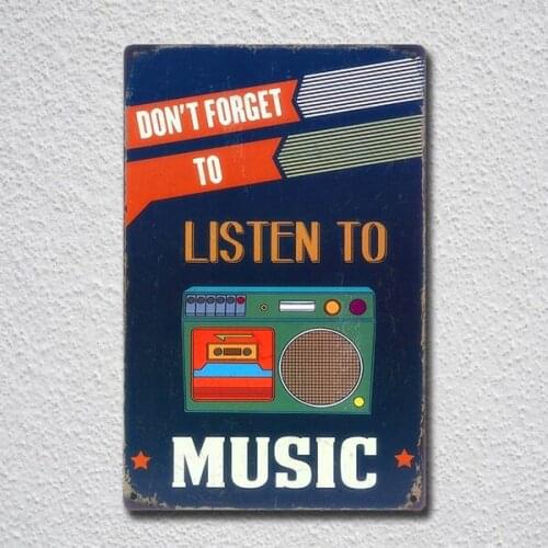 Listen To Music HD Vintage Tin Sign Metal Sign Metal Poster Metal Decor Metal Painting Wall Sticker Wall Sign Wall Decor