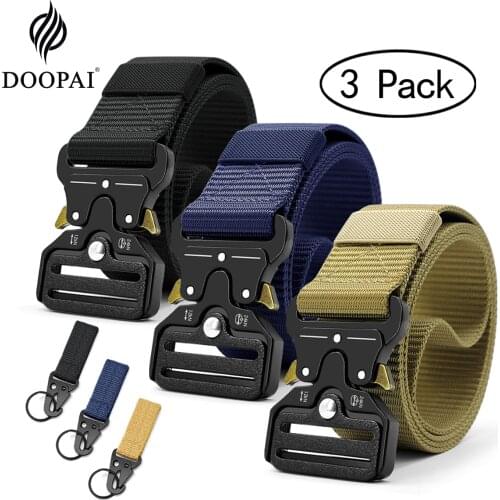 DOOPAI Tactical Army Mens Belt Military Nylon Outdoor Police Heavy Duty Training Hunting Combat Belt For Men 125/135CM/Wide 3.8