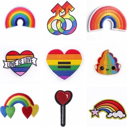 Rainbow Love Gay Embroidered Patches For Clothing Iron On DIY Embroidery Patches For Clothes Appliques For T-shirt Badge Stripe
