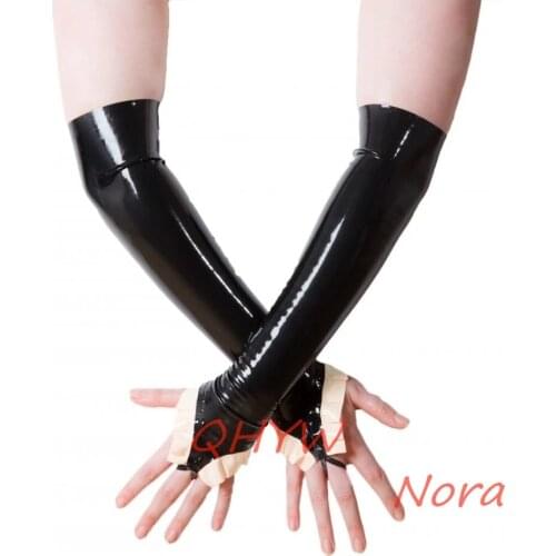 Hot New Design Sexy Exotic Lingerie Latex Long Wrist No Fingers Gloves Cekc Zentai Uniform Costumes Fetish