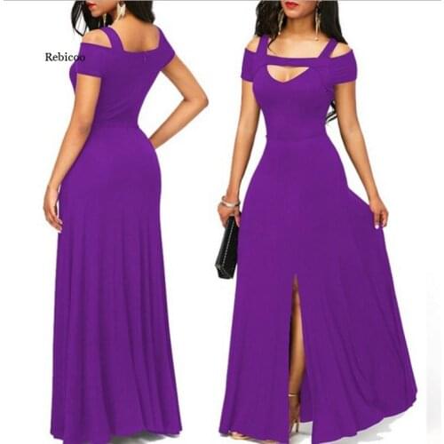 Sexy Women Dress Elegant Party Evening Vestidos Slim Maxi Dress Female V Neck Off Shoulder Long Robe Summer