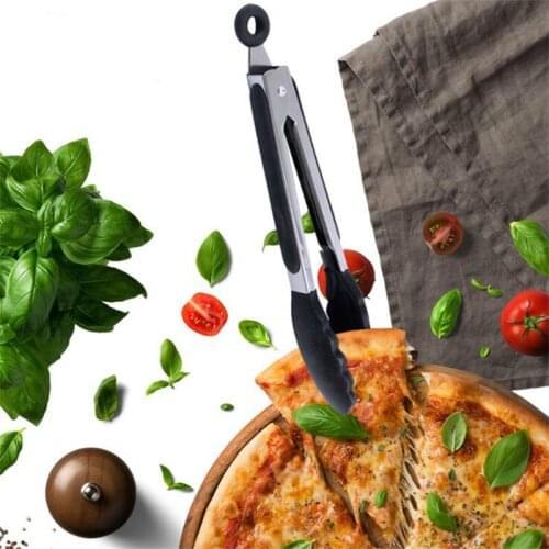9"/12” Silicone Food Tong Stainless Steel Kitchen Tongs Silicone Non-slip Cooking Clip Clamp BBQ Salad Tools Kitchen Accessories