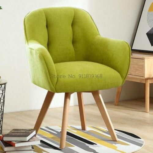 Nordic home swivel sofa chair leisure and comfortable sedentary computer chair single fabric solid wood simple study swivel chai