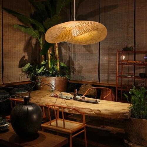 Modern Bamboo Hand Woven Bamboo Art Chandelier Dining Rroom Bamboo Lantern Chandelier Bedroom Dining Room Lamp Lighting Fixtures