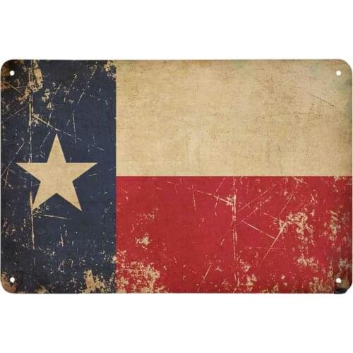 Texas Flag Tin Sign State of Texas Flags on The Dirty Background Vintage Metal Tin Signs for Men Women Wall Art Decor for