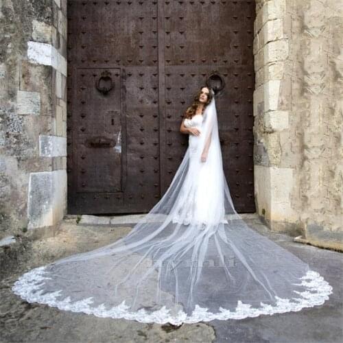 350cm Long x 300cm Extra Wide Tulle Lace Edge Wedding Veil Cathedral Bridal Veil