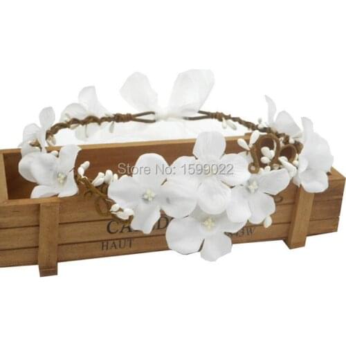 Womens Flower Crown Rustic Woodland Wedding Hydrangea Hair Accessories Diy Bridal Head Dresses Winter Bride Floral Halo Headband