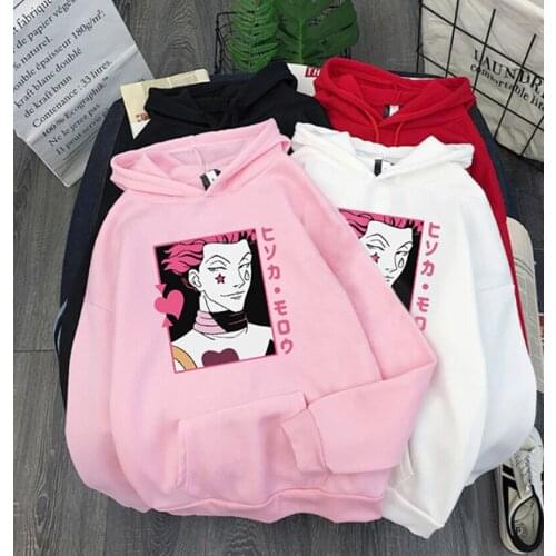 Hisoka morow - Hunter x Hunter Winter Hoodies Loose Sweatshirt Woman Harajuku Kawaii Letter Long Sleeve Pullover White Oversized
