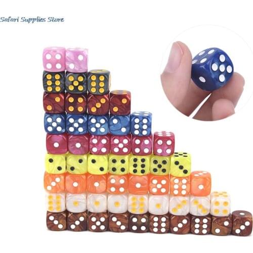 10Pcs/Set 6 Sided Dice Round Corner Pearl Gem Dices 16mm Playing Table Game Entertainment Supplies