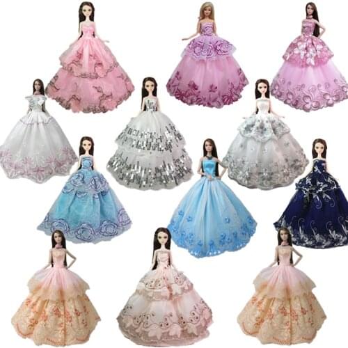 10pcs/lot Random Fashion Dress For Barbie Doll Princess Wedding Dress Noble Party Gown Clothes For Barbie Doll Outfits 1/6 Toy