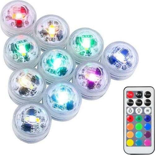 10 Pcs Submersible LED RGB Light Decor Lamp With Remote Control Party Vase Wedding Decoration Submersible Light Dropshipping New