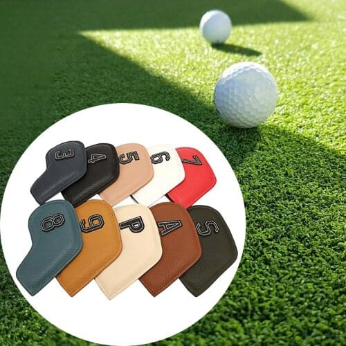 10Pcs Portable PU Golf Club Iron Head Covers Protector Golfs Head Cover Set Golf Iron Putter Protector Guard Wrap Set