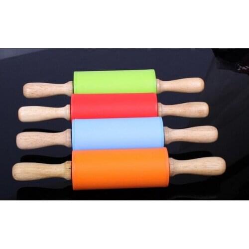 100pcs/lot, 22.5*4.3cm Childrens mini rolling pin, wooden handle creative roller type rolling pin, silica flour stick