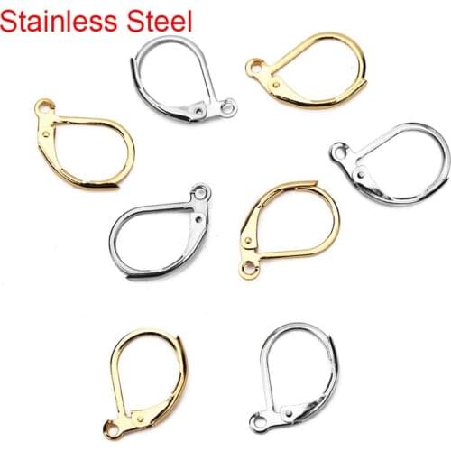 20pcs Hypoallergenic French Earring Hooks Findings Surgical Stainless Steel Earrings Clasps Wire Diy Jewelry Making Accessories