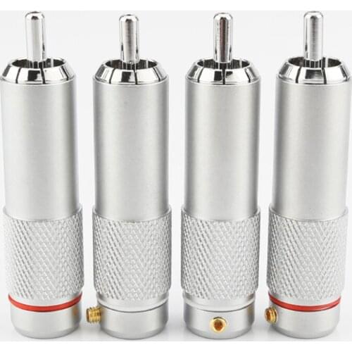 4Pcs Audiocrast OR08 Rhodium Plated RCA Male Plug Connector for HI-End Analogue Cable Phono Plug RCA Jack