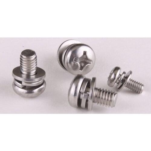 5PCS Special Stainless Steel 304 Round Head Combination Screw Round Head Screws Trio M6 * 12