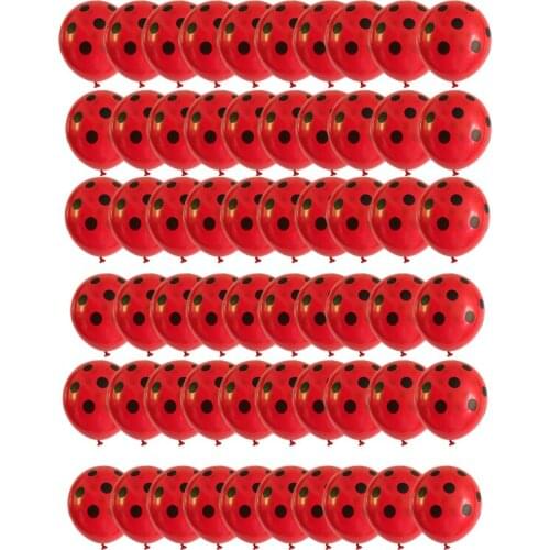 60pcs/lot Red And Black Polka Dot Latex Balloons Cartoon Boy Girl theme birthday globos wedding baby shower party decorations