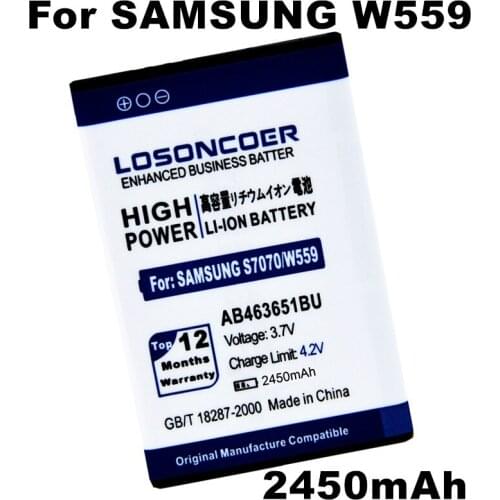 2450mAh AB463651BU/BE AB463651BC for Samsung W559 J808 S3830U F400 F408 J808E F278 S3650C S7070 S5608 S3370 L700 S5628 Battery