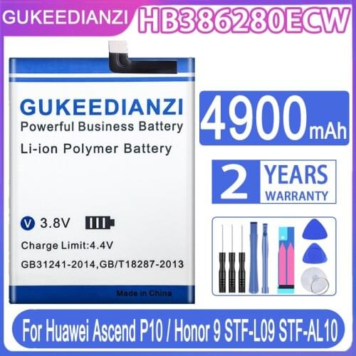 Orginal GUKEEDIANZI HB386280ECW 4700mAh Battery For Huawei P10 Honor 9 STF-L09 STF-AL10 P10 5.1" Mobile Phone Battery Free Tools