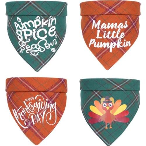 Thanksgiving Pet Dog Bandana Cotton Puppy Bandanas Bibs Adjustable Dog Cat Scarf Washable Pet Neckerchief Pet Saliva Towel