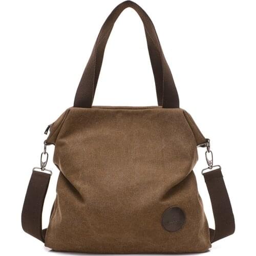 Large Canvas Shoulder Bag Women 2021 Casual Vintage Crossbody Bags for Women Brown Beige Blue Purple Gray Tote Bag