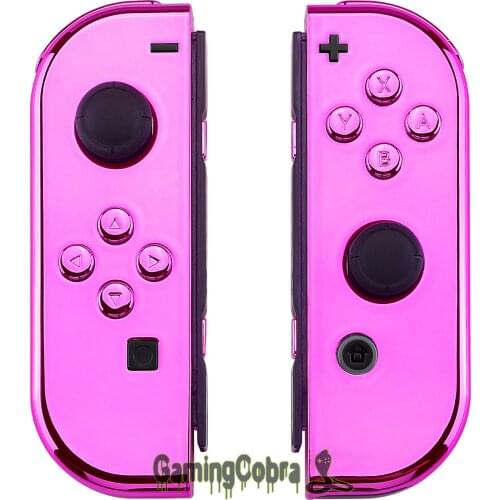 Custom Chrome Pink Controller Housing With Full Set Buttons DIY Replacement Shell Case for Nintendo Switch Joy-Con