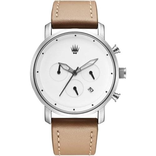 CHRONO SILVER WHITE LEATHER WATCH 417461342