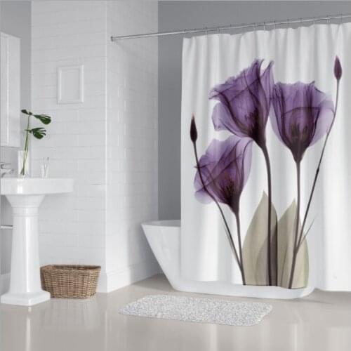 Flower Waterproof Shower Curtain Polyester Daffodil Toilet Bathroom Shower Curtain 180×180cm Polyester Bath Curtains With Hooks
