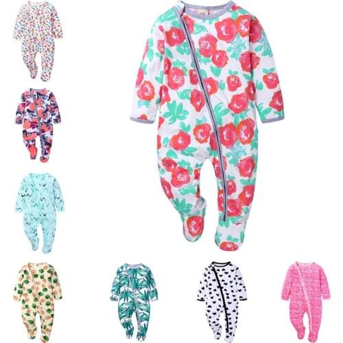 New 2020 Baby Boys Girls Rompers Autumn Long Sleeve O-neck Zipper Cartoon Fruits Print Jumpsuit Newborn Playsuit Infant Clothing
