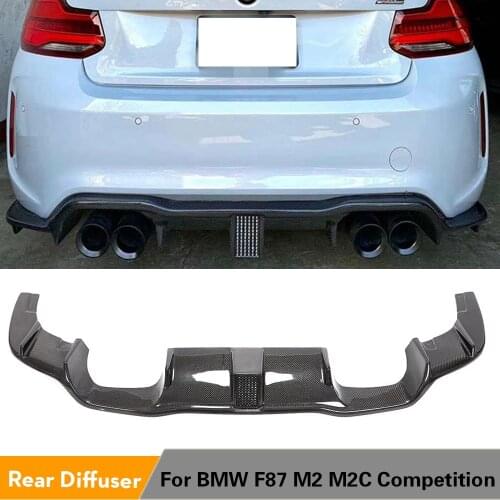Carbon Fiber Rear Bumper Diffuser Lip For BMW F87 M2 M2C Competition 2015 - 2020 Car Rear Bumper Diffuser With LED Light