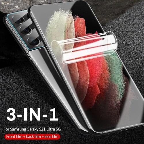 3 in 1 Hydrogel Film For Samsung Galaxy S21 Ultra Plus Front Soft Film For Samsung S21 Plus S21 Ultra Back Lens Screen Protector