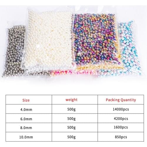 Hot Sale wholesale beads 4/6/8/10mm No Hole round plastic Acrylic ABS Imitation pearl beads 850Pcs-14000pcs/Bag pearl beads DIY