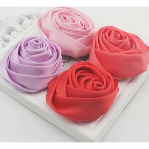 3" Graceful Girl Satin Flower Hair Clips Princess Rose Headwear Boutique Children Hairpins Barrettes Kids Hair Acccessories