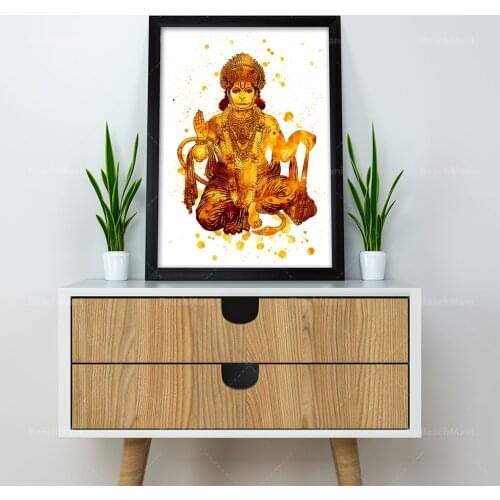 Hanuman painting, poster of Lord Hanuman, art Hinduism, art indelible, Affiche de meditation, Cadeau de yoga, artistic spirit, D