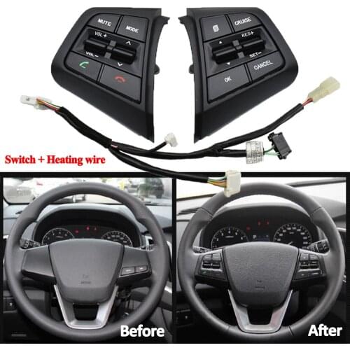 Steering Wheel Control Buttons Remote Cruise Control Bluetooth Button with Heating Wire For Hyundai ix25 (creta) 2.0L