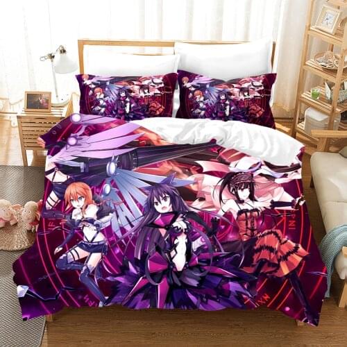 Date A Live Bedding Set Japan Popular Anime Duvet Cover Sets Comforter Bed Linen Twin Queen King Single Size Dropshipping