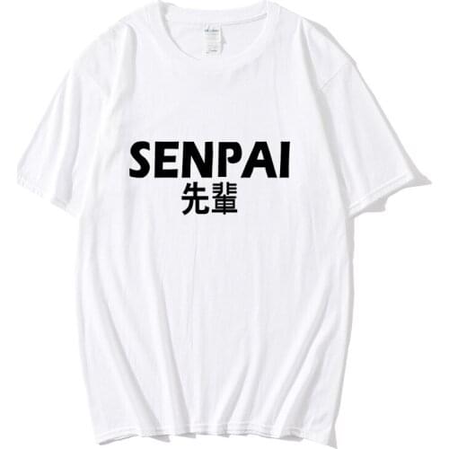 Hot fashion Japanese streetwear SENPAIT shirt men and women new 100% cotton red short-sleeved cotton top summer brand clothing
