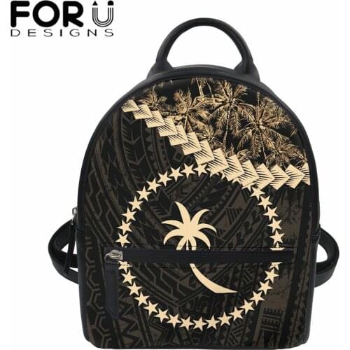 FORUDESIGNS 2021 Small Leather Backpack Bags Chuuk Tribal Polynesian Gradient Women New Fashion Schoolbag Casual Girls Mini Bag