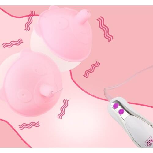 Nipple Suction Cups Vibrator Breast Enlarge Massager Nipple Sucker Vibrator Electric Breast Pump Tongue Lick Sex Toy for Woman