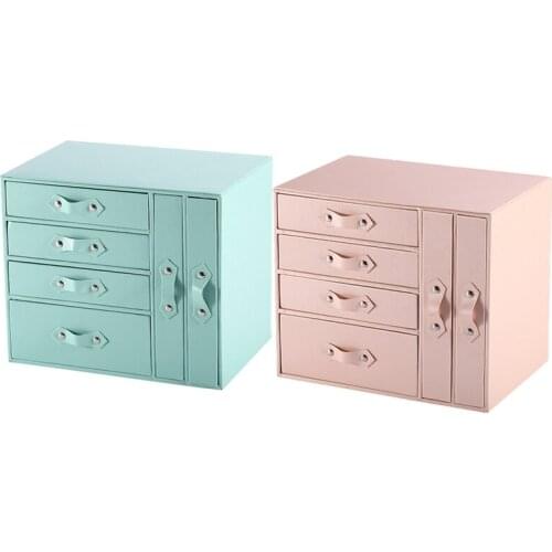 Large-Capacity Multi-Layer Drawer Type Jewelry Box Water-Proof PU Multi-Function Desktop Jewelry Watch Storage Box