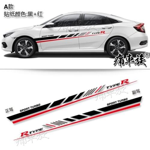 Car stickers FOR Honda Civic 2016-2019 car stickers pull flowers FC1 decoration modified body stickers color strip Civic