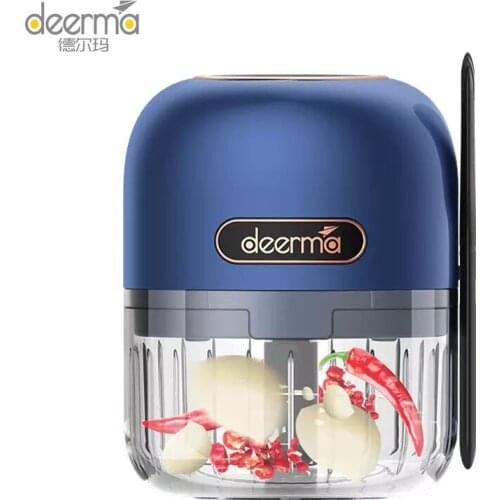 Newest Deerma JS200 Portable Electric Meat Garlic Vegetable Fruit Grinder Rechargeable with Mini Clean Spoon Easy Storage