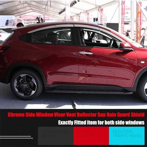 Brand New 1 Set Windows Chrome Vent Visors Rain Guard Sun Shield Deflectors For Honda XRV 2015-2018
