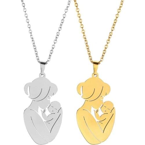 Necklace Elegant Smooth Stainless Steel Kids Mom Simple Pendant Necklace for Party