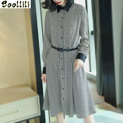 Boollili Real Silk Dress Women Summer Dress Korean Office Lady Dress Elegant Party Dresses Woman Vestidos Robe Femme