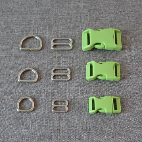 50Sets/Lot Strong Metal D Ring Hardware Straps Belt Clasp Loop Slider Plastic Buckle For Pet Dog Collar Harness Sewing Accessory