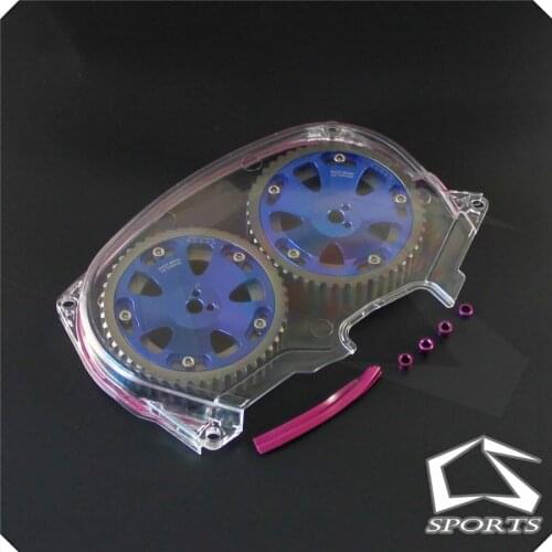 Clear Timing Belt Cover + Cam Pulley For Lancer Evolution 4G63 EVO 4 5 6 7 8