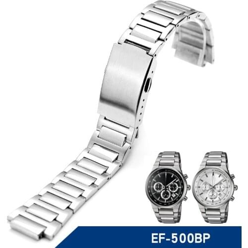 Metal Waterproof Strap Wrist For Casio EF-550 558 535 500 EF550 EF558 EF535 EF500 Fold Buckle Stainless Steel Watchbands Strap